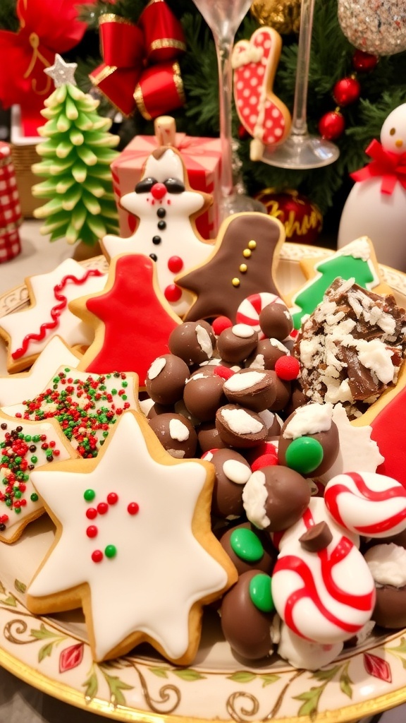 Festive Christmas Cookies and Candy Recipes An assortment of colorful Christmas cookies and candies on a festive platter.